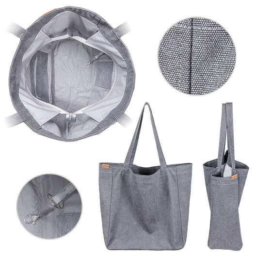 Big Lazy bag torba grafitowa na zamek / vegan hairoo