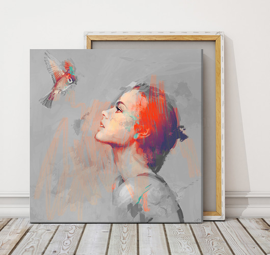 Obraz na płótnie "& BIRD III" 80x80 cm Krzanoo