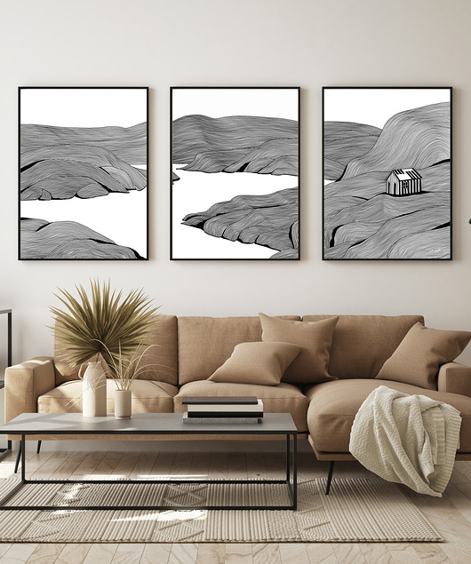 grafiki i ilustracje Fiordy / Norwegia  / zestaw 3 grafik