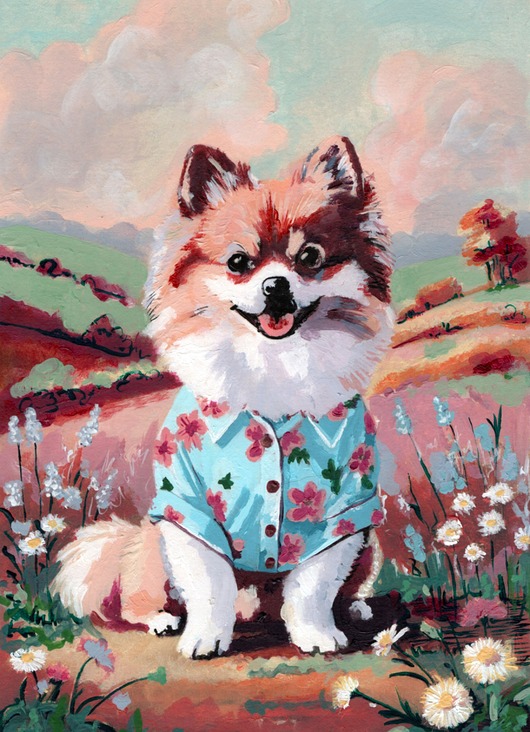 grafiki i ilustracje Pastelowy portret - pomeranian