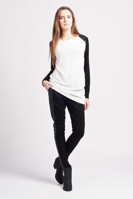 Long blouse with contrasting sleeves  / blu109 Lanti