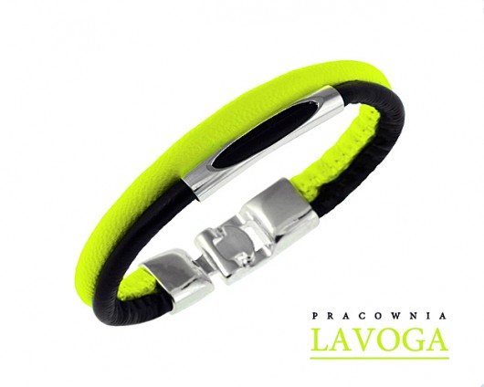 Bracelet in neon yellow and black. Lavoga