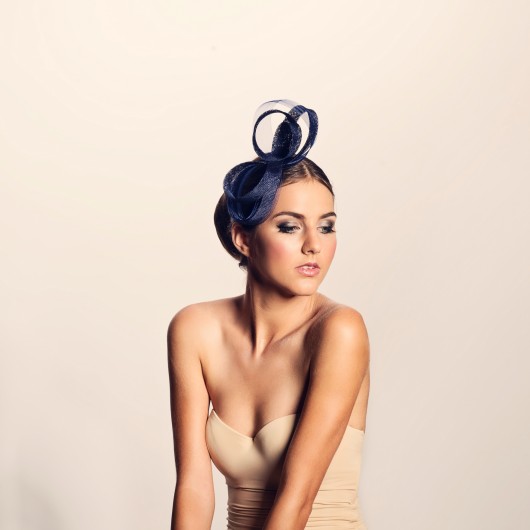 Fascynator wieczorowy granatowy zawijas BOZKA Luxury Handmade