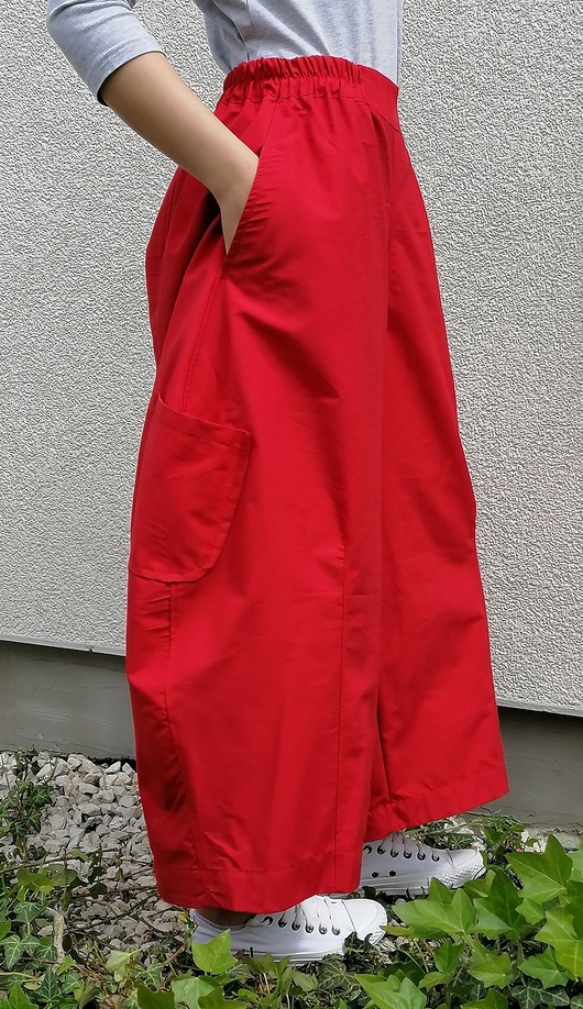spodnie materiałowe damskie Spodnie szerokie czerwone