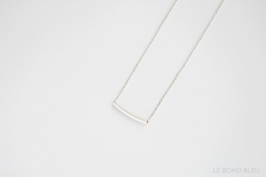 Rhodium Plated Square Tube Necklace Le Boho Bleu