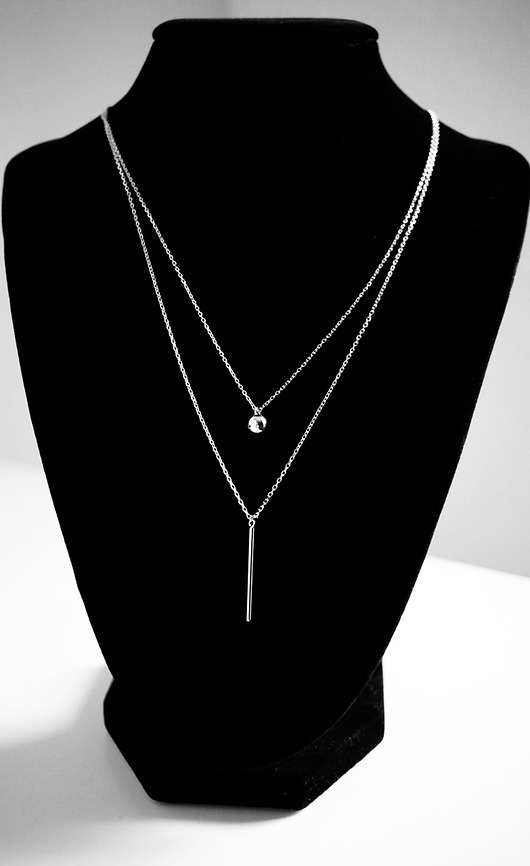 Dwuwarstwowy naszyjnik z kuleczką srebro 925 VENA Jewellery