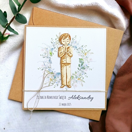 kartki na komunię Kartka, PERSONALIZACJA : I Komunia Święta : chłopiec