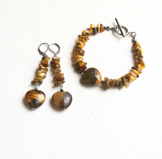 kolczyki z kamieniami Kolczyki LUX. bursztyn & jaspis :