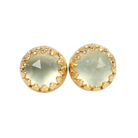 kolczyki pozłacane Kolczyki złote sztyfty Petite z prehnitem
