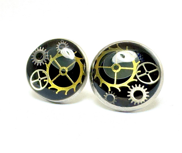 kolczyki srebrne Kolczyki Sztyfty - Okrągłe (czarne) - 10 MM
