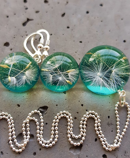 zestaw-dmuchawce w żywicy Grol Jewellery