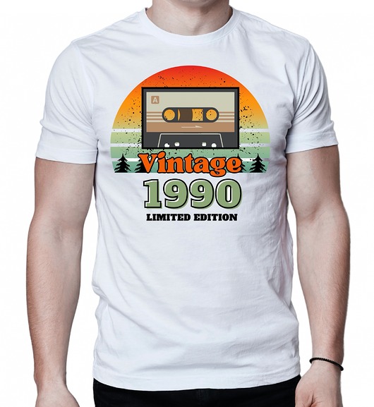 t-shirty męskie Koszulka 1990 rok urodziny vintage kaseta retro