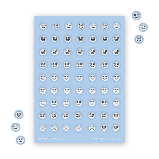 naklejki i wlepy Naklejki Koraliki z Literkami Niebieskie Buźki Emoji 1 Arkusz