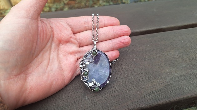 wisiory Ametyst z kwiatami - wisiorek