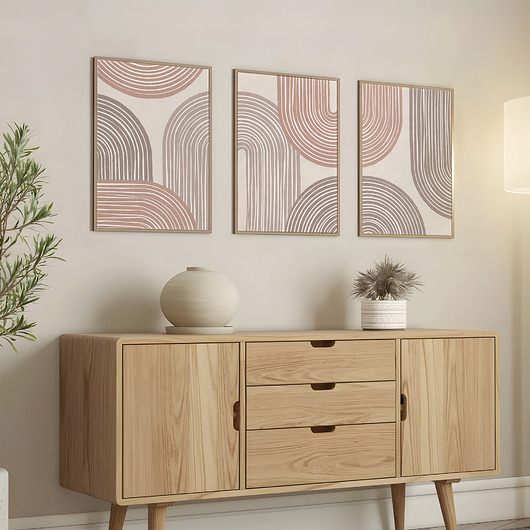 plakaty Zestaw 3 plakatów, mid century modern, linie, oryginalna dekoracja.