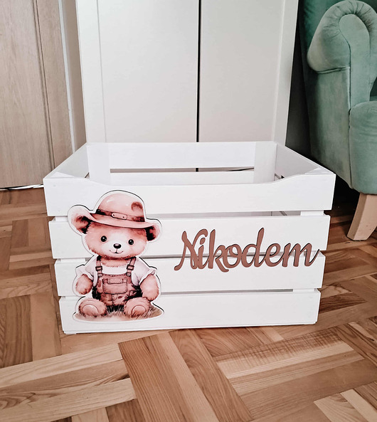 pojemniki na zabawki POJEMNIK NA ZABAWKI skrzynia miś meble dzieciece chrzest