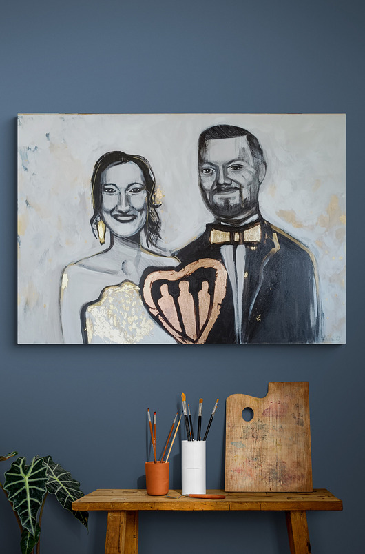 Ślub - inne Portret ślubny na zamówienie, malowany ze zdjęć kupującego - 70x100 cm