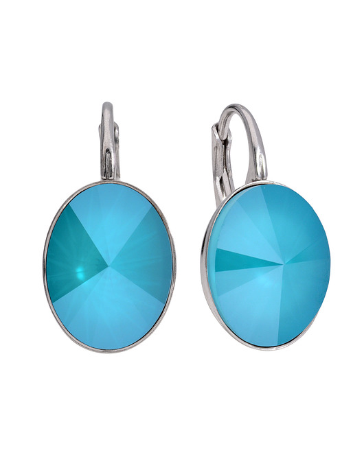 Srebrne kolczyki owalne turkus Swarovski KOM Biżuteria