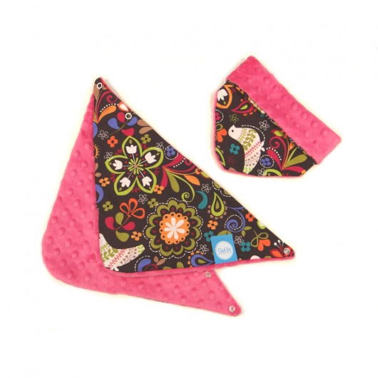 APASZKA DWUSTRONNA z minky  FOLK/FUKSJA GuGa DESIGN