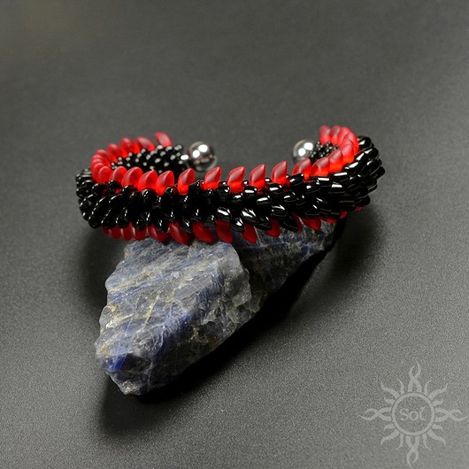 bransoletki ze szkła Shagrax, smocza bransoleta cuff, beading