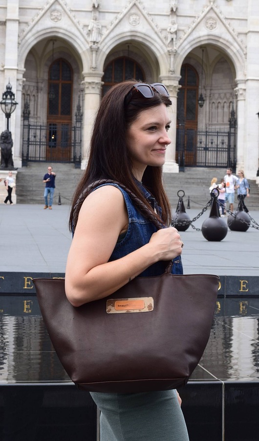 torby na ramię Skórzana torebka shopper - Sara