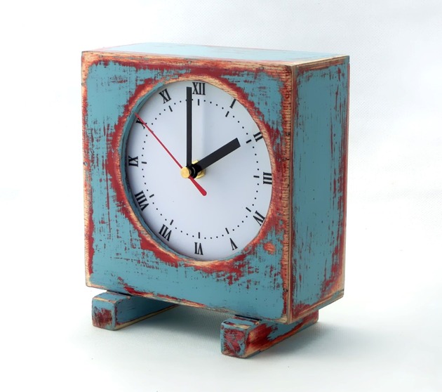 zegary Zegar drewniany - cichy mechanizm BLUE