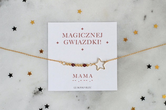 złote naszyjniki MAMA w Alfabecie Morse'a - Magicznej Gwiazdki - Naszyjnik