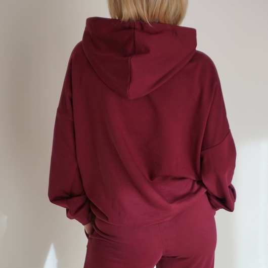 bluza z kapturem damska Bluza RESORT burgundowa (z logo-haft)