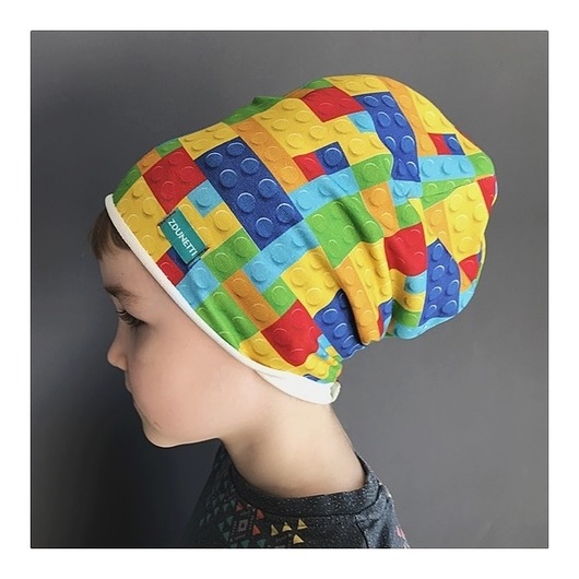 Czapka dresowa dziecięca beanie klocki kolorowe Zdunetti