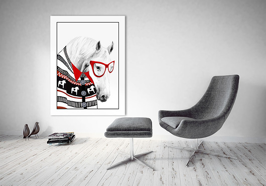 OBRAZ NA PŁÓTNIE -  60x80 KOŃ HIPSTER LUdesign gallery