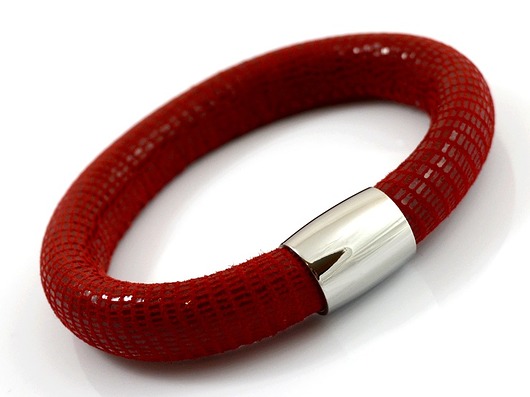 bransoletka skórzana MAGNETOOS ROYAL red Beezoo