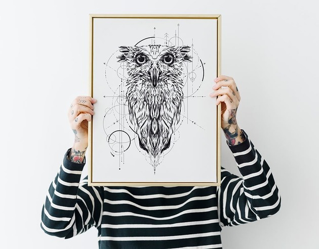 plakaty Sowa Harry'ego Pottera - plakat sowa geometria