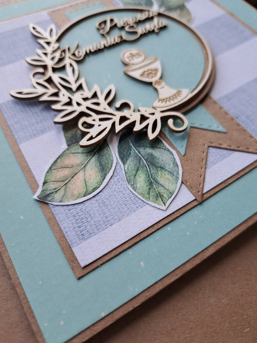 kartki scrapbooking Kartka na Komunię dla chłopca (w kopercie)