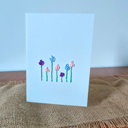 kartki scrapbooking Kartka okolicznościowa haftowane kwiaty