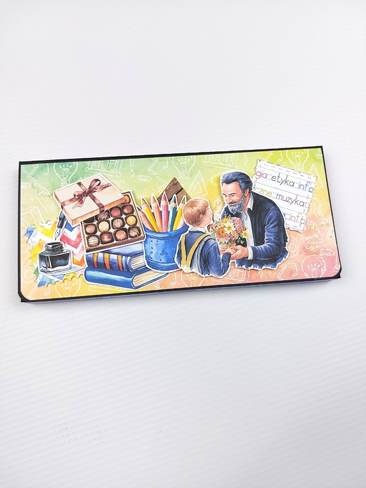 kartki scrapbooking Opakowanie na czekoladę dla Nauczyciela /szkolne2/