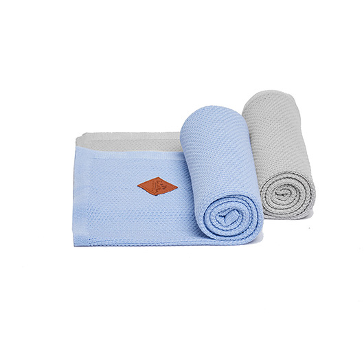 Kocyk Bambusowy Zestaw 2 pack - Grey/Blue Fun with Mum