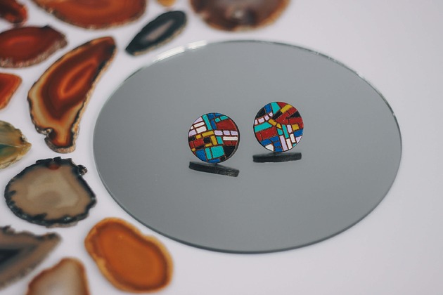 kolczyki - inne Kolczyki sztyfty z mozaiką