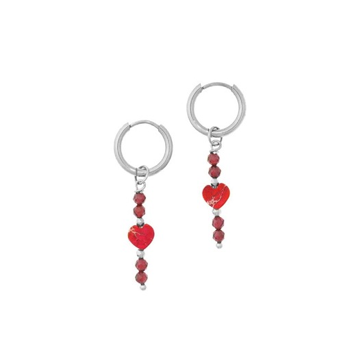 kolczyki z kamieniami Kolczyki koła Love z kamieni naturalnych - Srebrna stal szlachetna-12mm - Sre