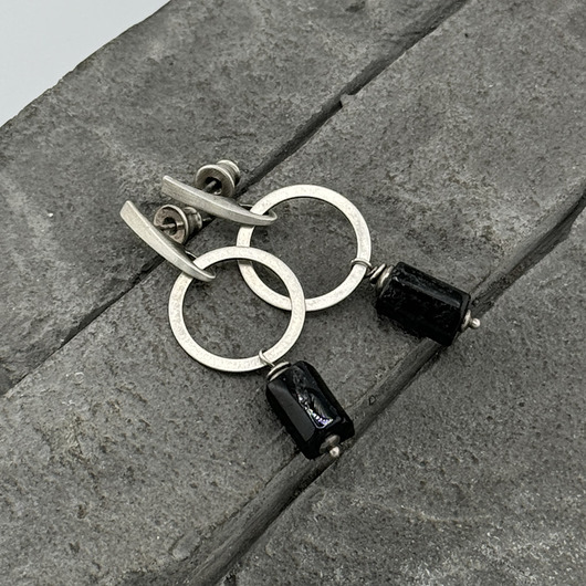 kolczyki z kamieniami Czarny turmalin - srebrne kolczyki