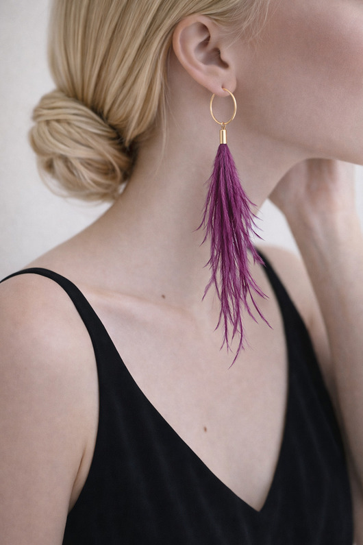 kolczyki z piórami Kolczyki z piór Rubin