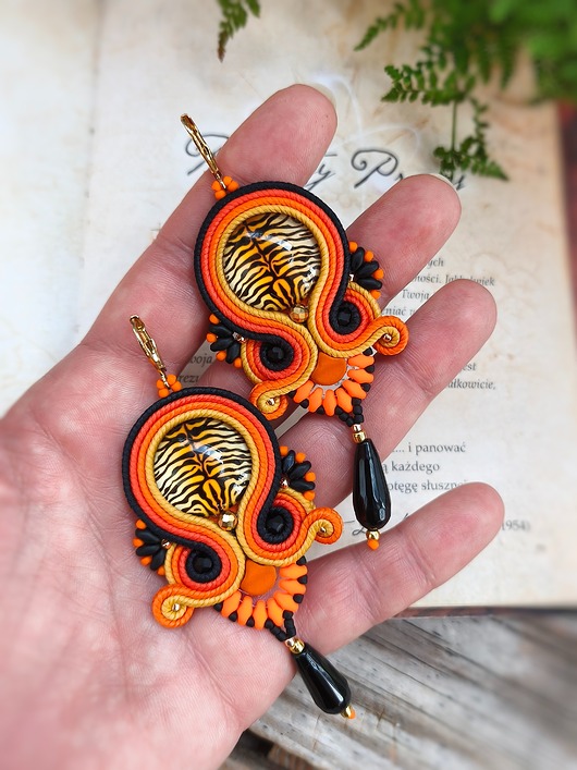 kolczyki soutache Tiger Energy kolczyki sutasz