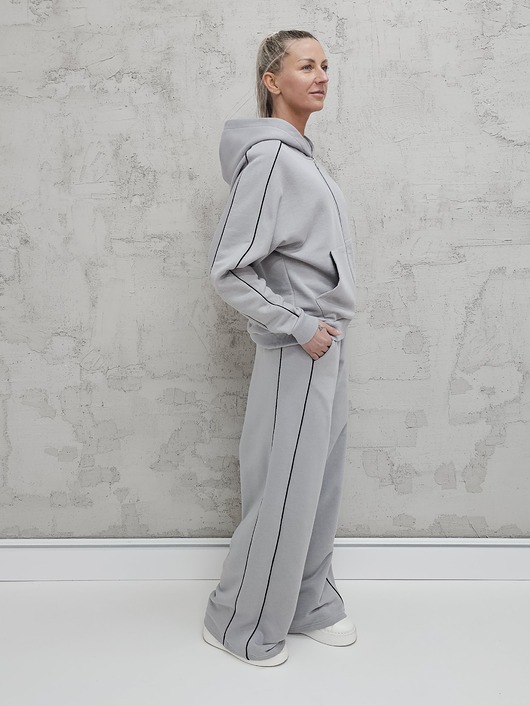 komplety damskie Lucia komplet z rozpinaną bluzą i szerokimi spodniami Glacier Gray
