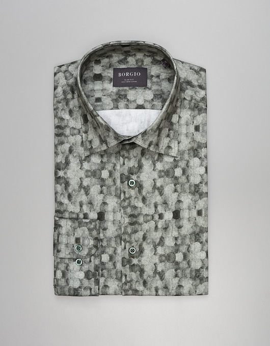 koszule męskie Koszula calimera 00541 długi rękaw zielony slim fit