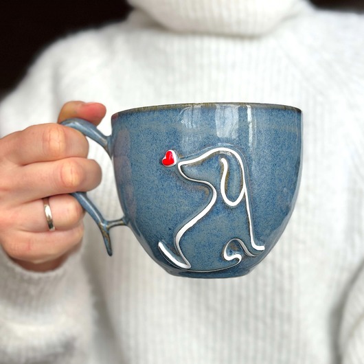 kubki Duża Filiżanka Ceramiczna 500ml Piesio z Serduchem