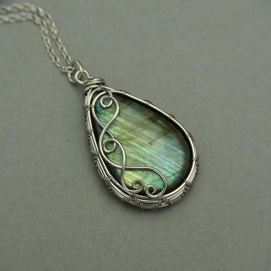 wisiory Wisiorek kolorowy labradoryt wire wrapping