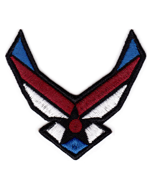 naszywki na ubrania Naszywka naprasowanka US AIR FORCE termo haft 6x5,8cm bordowo-niebieska