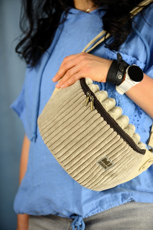 saszetka nerka Nerka XL  Beżowy Sztruks i Ekoskóra