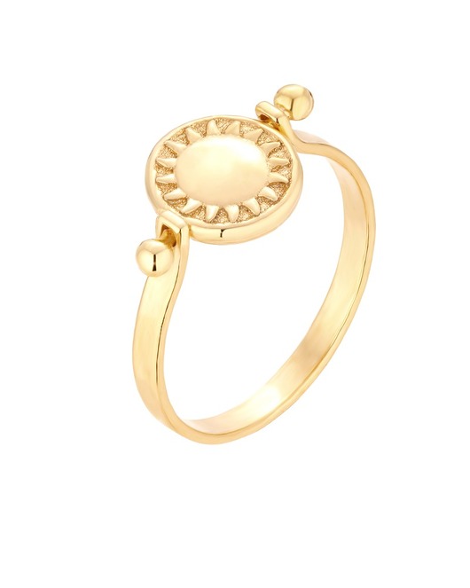 pierścionki złote Złoty obrotowy dwustronny pierścionek z księżycem i słońcem