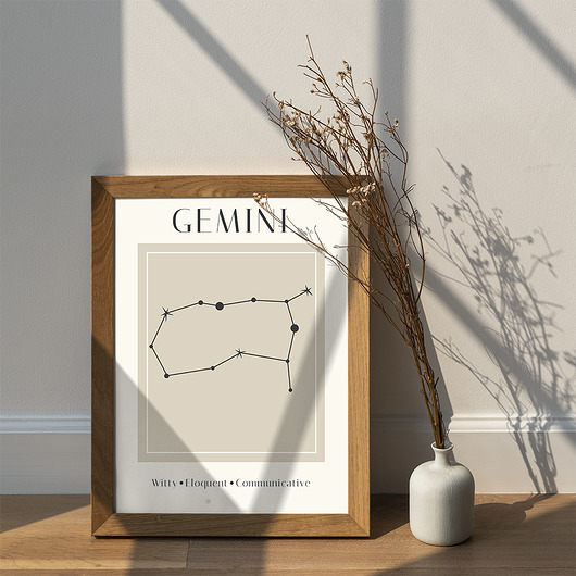 Plakat znak zodiaku -GEMINI muybien