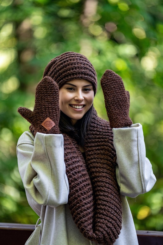 rękawiczki damskie Rękawiczki MERINO Brąz